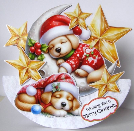 Paws for Christmas 8 XL Rocker Card  by Margaret McCartney