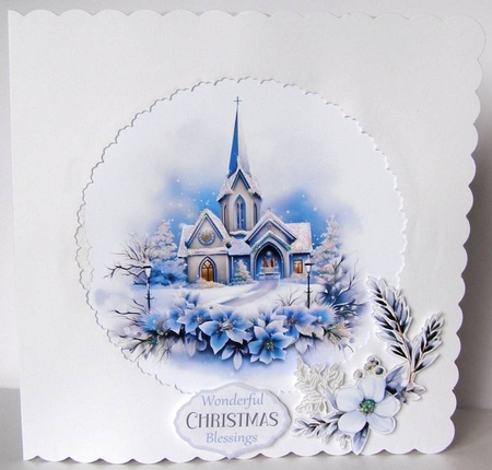 Christmas Church in Blue - Mix 1 by Margaret McCartney