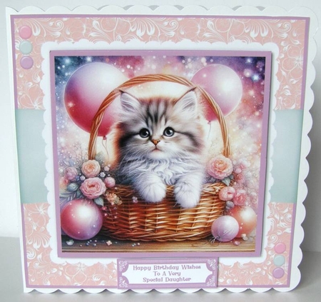 Happy Birthday Kitten In A Basket - Mini Kit by Margaret McCartney