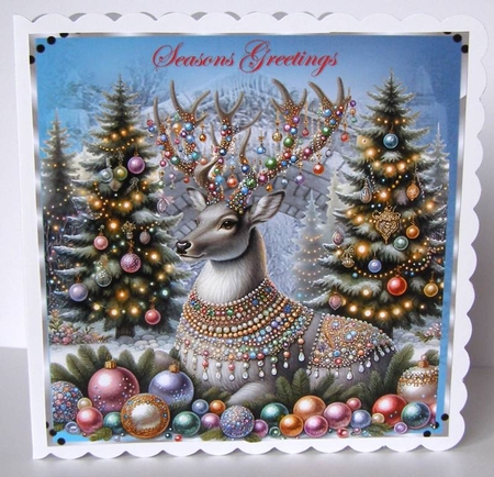 BEJEWELED REINDEER, CHRISTMAS, CLIPART, SUBLIMATION, CARDS,  by Margaret McCartney