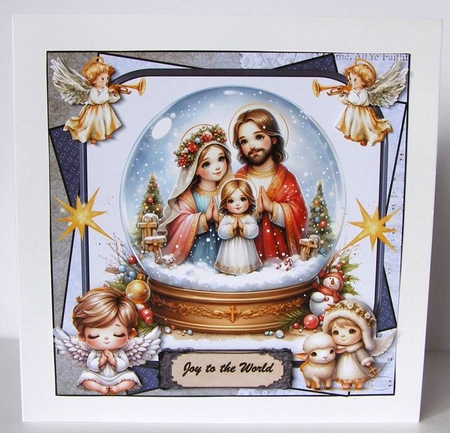 CARDFRONT: NATIVITY GLOBE by Margaret McCartney