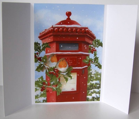 Lovely Christmas Robins Gate Fold (FOUR) by Margaret McCartney