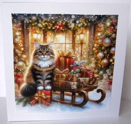 Christmas Sledge Cats 2 by Margaret McCartney