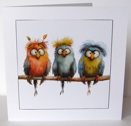 Funny Quirky Birds Card Toppers by Margaret McCartney
