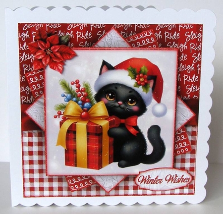 Winter Black Cat Mini Kit 7X7 by Margaret McCartney