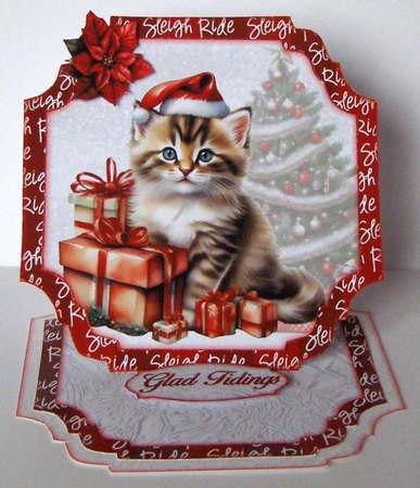 Cats With Gifts Shaped Easel Card Kit 2 by Margaret McCartney