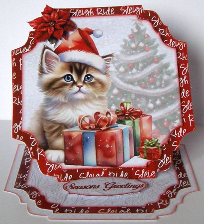 Cats With Gifts Shaped Easel Card Kit 2 by Margaret McCartney