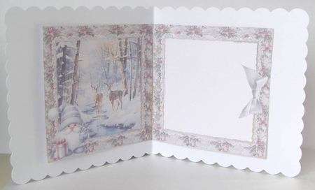Winter Woodland 8: Deer 6 x 6 Card Insert with Pink/Taupe Floral Background by Margaret McCartney