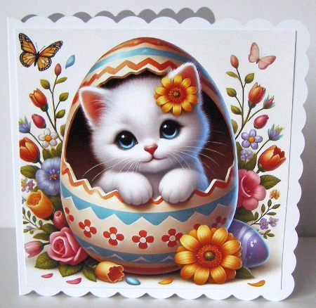 Happy Easter Kitten 1 by Margaret McCartney
