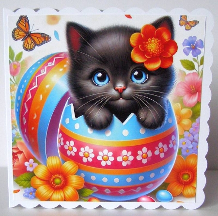 Happy Easter Kitten 1 by Margaret McCartney