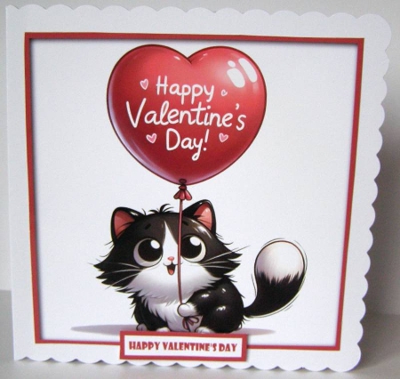 Valentine Cute Cat Quick Card by Margaret McCartney