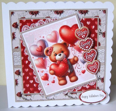 Valentines Gnomes & Bears 4: Chocolate Box Bear 7 x 7 Card Mini-Kit, 6 A4 Sheets by Margaret McCartney