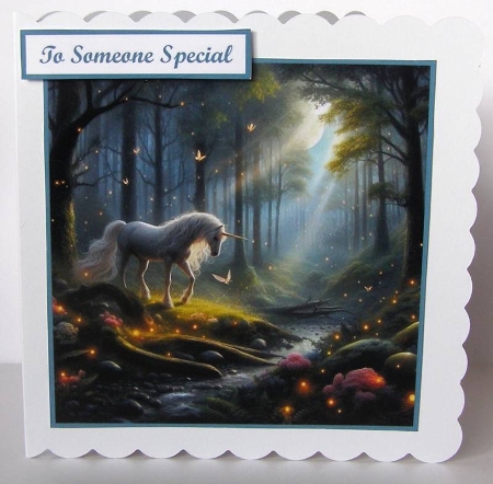 Unicorn In Enchanted Forest Card Toppers. by Margaret McCartney