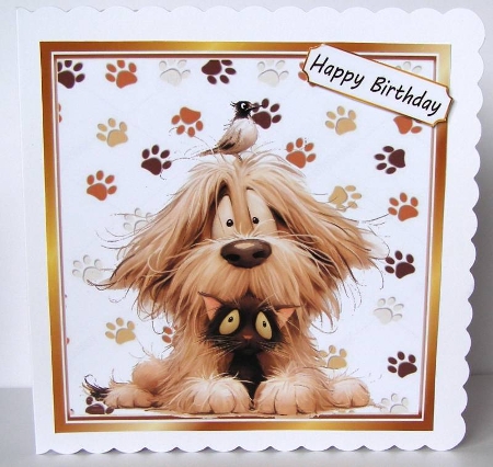 Funny Dog And Cat  With Paw Prints 8X8 (ONE) by Margaret McCartney
