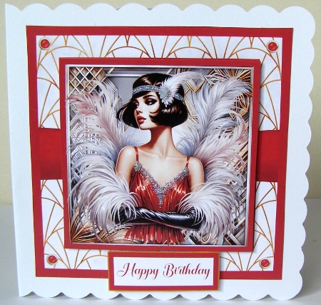 Art Deco Lady in Red Mini Kit 6x6 by Margaret McCartney