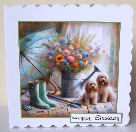 doggie gardener cockapoo by Margaret McCartney
