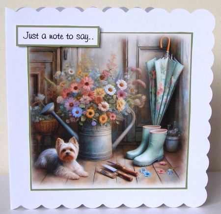 doggie gardener french yorkie by Margaret McCartney