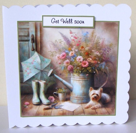 doggie gardener french yorkie by Margaret McCartney
