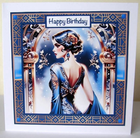 Art Deco Lady in Blue Mini Kit 7x7 by Margaret McCartney