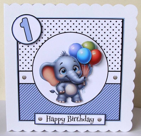 Elephant With Balloons Birthday Card by Margaret McCartney