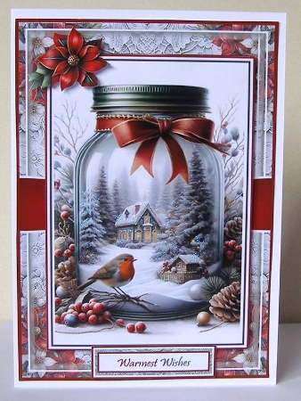 Christmas Mason Jar 2 With Set Of 4 Toppers by Margaret McCartney