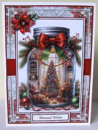 Christmas Mason Jar 2 With Set Of 4 Toppers by Margaret McCartney