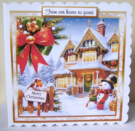 gold framed christmas snowmen by Margaret McCartney