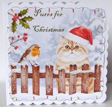 Christmas Picket Fence Cats 1 by Margaret McCartney