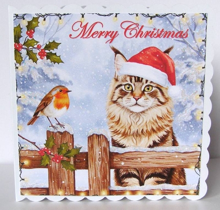 Christmas Picket Fence Cats 2 by Margaret McCartney