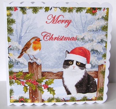 Christmas Picket Fence Cats 2 by Margaret McCartney