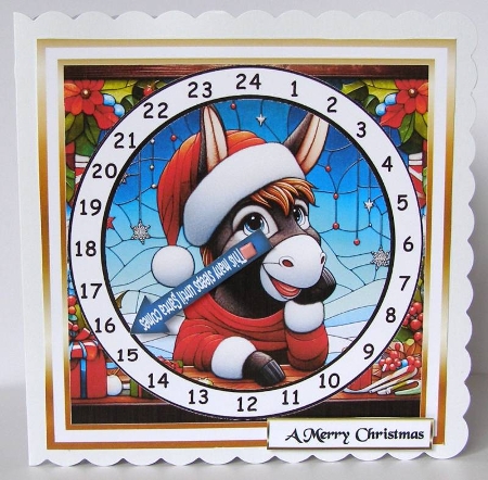 stained glass advent calendar cards donkey by Margaret McCartney