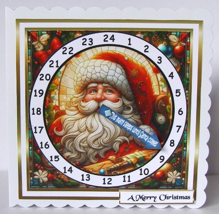 stained glass advent calendar cards santa2 by Margaret McCartney