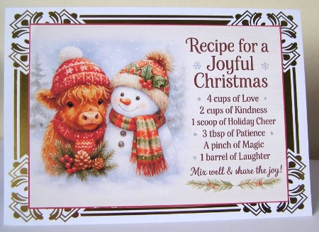 A4 - Recipe for a Joyful Christmas 3 - Illustration for Cards by Margaret McCartney