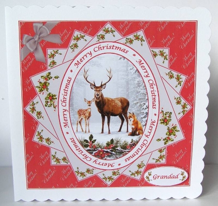 8 x 8 Winter forest animals quick card front. by Margaret McCartney