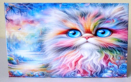 The Colourful Cat Gift bag, Money wallet, Tag, Bauble, Gift Card, Envelope. by Margaret McCartney