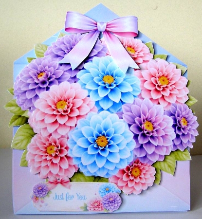 Floral Card Topper – Vibrant Bouquet in Pastel Envelope by Margaret McCartney