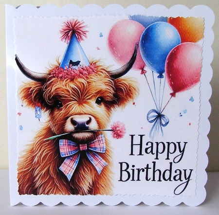 Happy Birthday - Highland Cow by Margaret McCartney