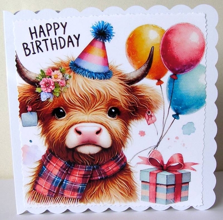 Happy Birthday - Highland Cow by Margaret McCartney
