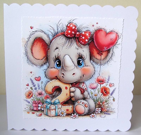 Shabby Birthday Rhino 1-9 Years - Illustrations for Cards, Mini kits & Designers by Margaret McCartney