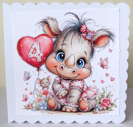 Shabby Birthday Rhino 1-9 Years - Illustrations for Cards, Mini kits & Designers by Margaret McCartney