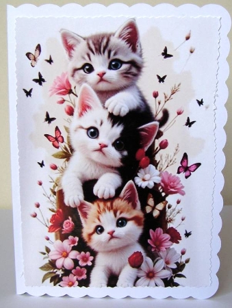 Playful Little Kittens With Butterflies A4 (ONE) by Margaret McCartney