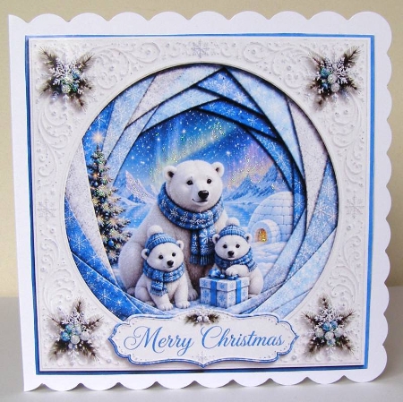 faux iris folding christmas polar bears by Margaret McCartney