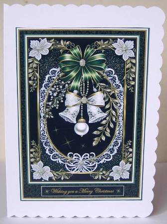 Pair of A5 black & gold framed Christmas decorations quick card fronts. by Margaret McCartney