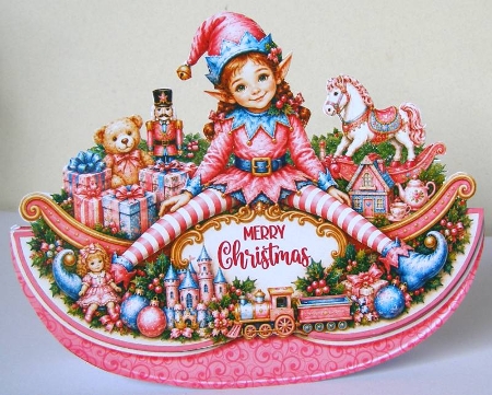 Christmas Girl Elf Rocker Card Kit-2 by Margaret McCartney