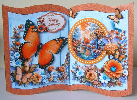 Autumn Orange Butterfly Riverside Book-Style Card Kit by Margaret McCartney