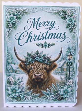 merry christmas highland cow mint by Margaret McCartney