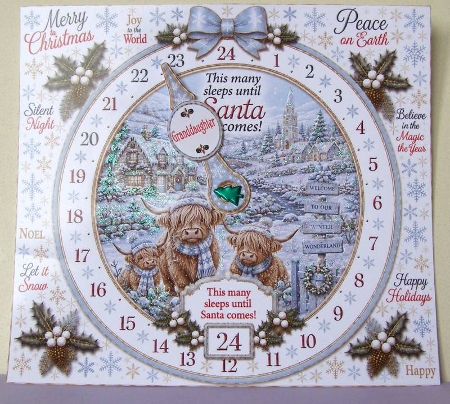 advent clock card highland coos by Margaret McCartney