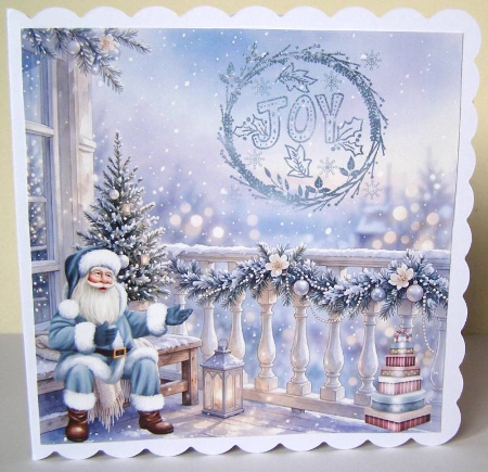 Seamless Aquarelle Frosted Winter Balcony Pattern Evergreen Tree Silver Ornaments Cream Knit Blanket Lantern Glow Snow Sparkle 8K Premium Design by Margaret McCartney