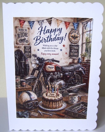 Vintage Motorbike Birthday A4 Portrait Topper by Margaret McCartney