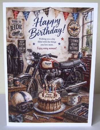 Vintage Motorbike Birthday A4 Portrait Topper by Margaret McCartney